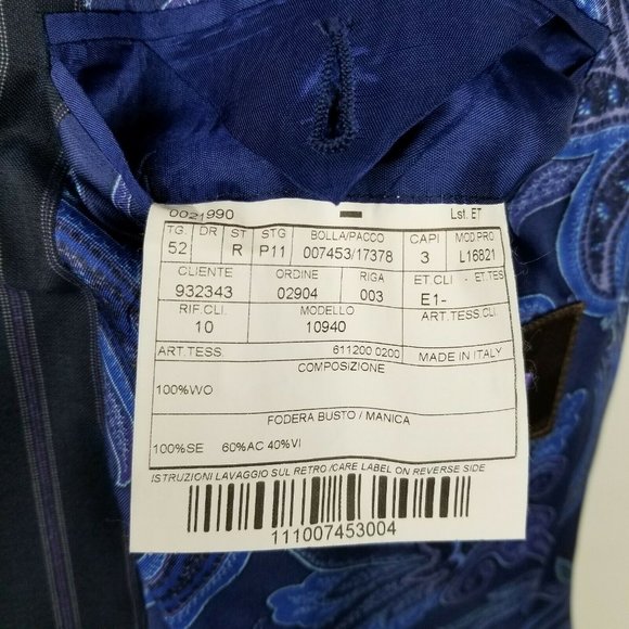 Etro Mens Suit 42R Blue Purple Stripe 2 Piece - Picture 9 of 12
